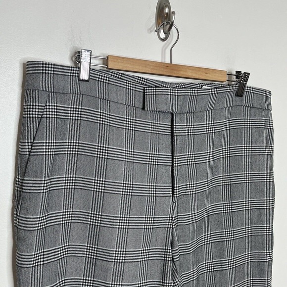 Zara Glen Plaid Cropped Trouser Dress Pants Black White Womens Size 12 - Picture 2 of 8